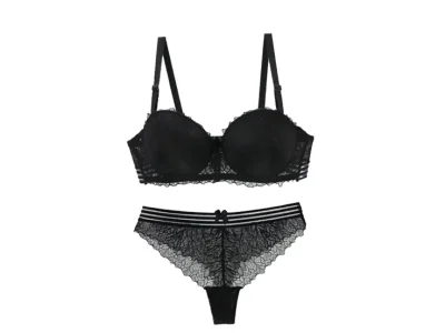 ブラジャー,ショーツ(Tバック)セット ブラック